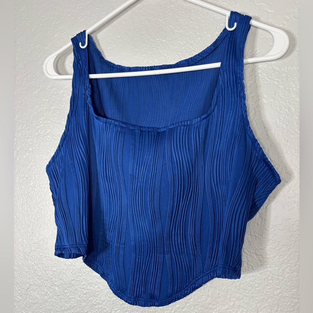 Royal Blue Textured Ribbed Tank Crop Top NWOT SHEIN Size Large